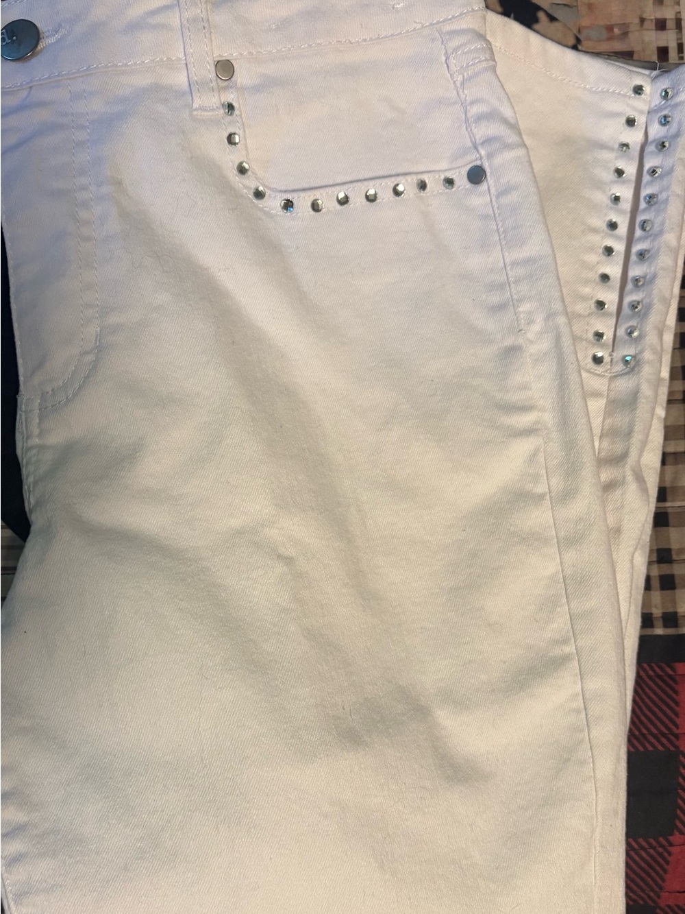 d.jeans New York White Studded Capri Pants Cropped Denim Size 8
